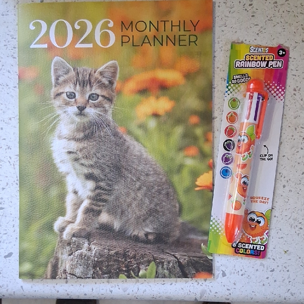 2026 Monthly Planner with Scented Rainbow Pen - Picture 1 of 3